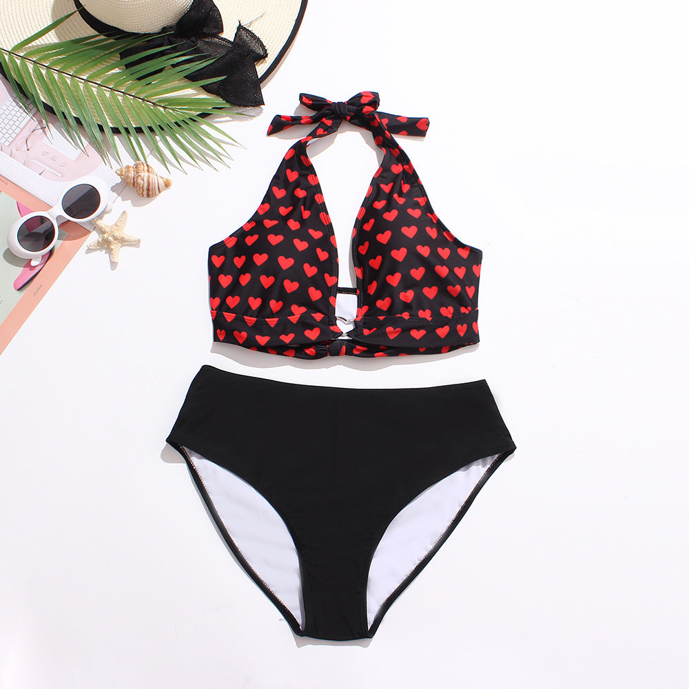 Wholesale Heart Print Bikini Two-piece Swimwear