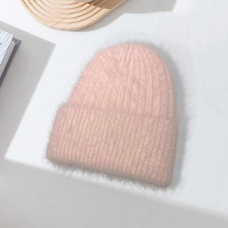 Wholesale Rabbit Fur Girls Knitted Long Plush Hat