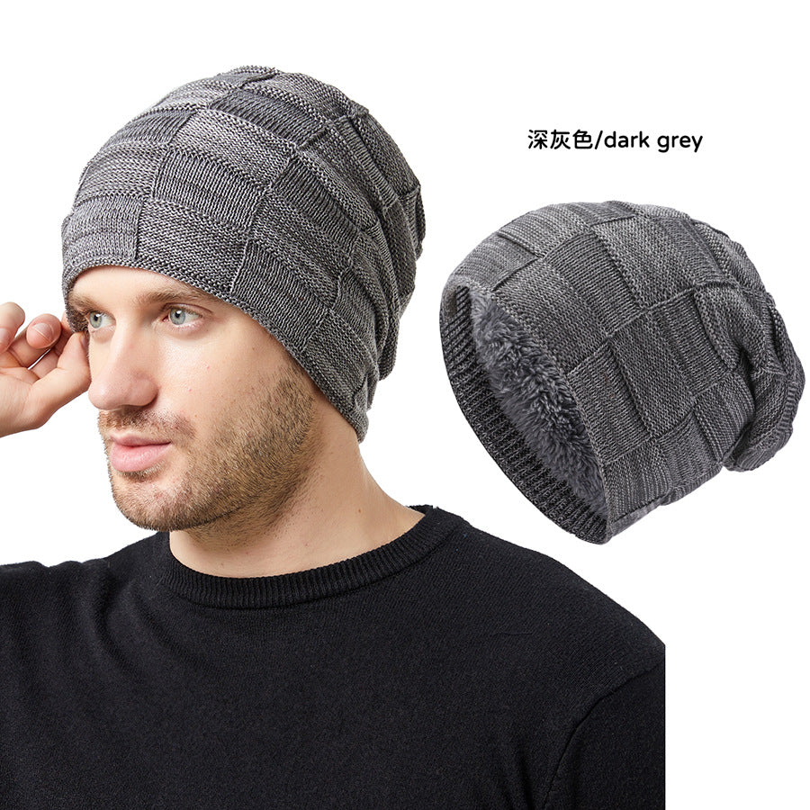 Wholesale Men's Knitted Hats Couple's Style Plus Velvet Ear Protection Pile Pullover Hat