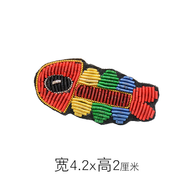 Wholesale DIY Hand Embroidered Indian Silk Cloth Patches Tropical Fish Hat Clothes Accessories