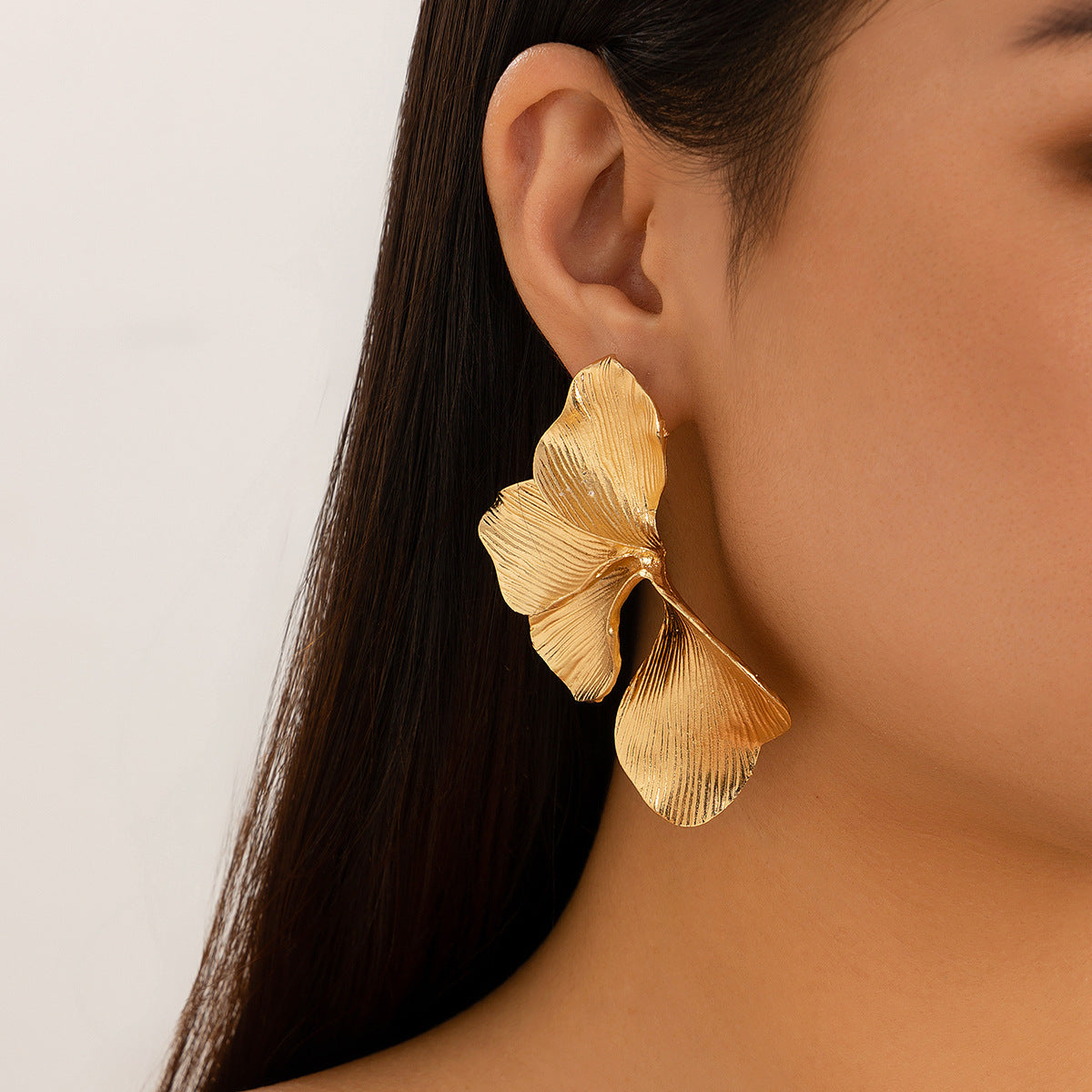 Wholesale Ins personality double-layer five-petal flower earrings