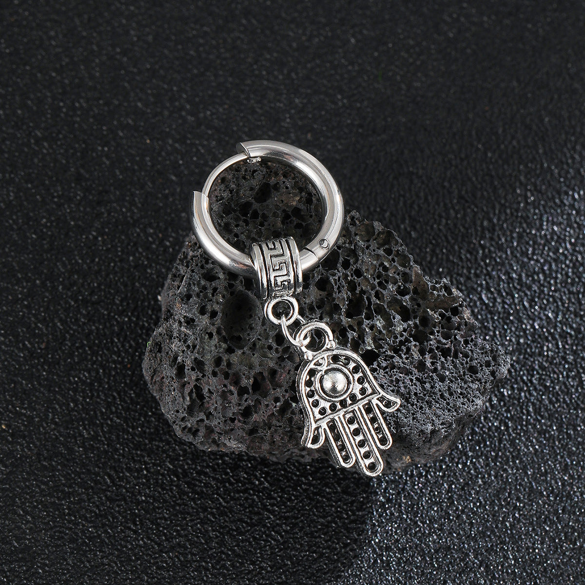 Wholesale Vintage Stainless Steel Coil Punk Palm Earrings