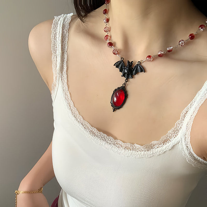 Wholesale Dark Gothic Blood Spider Crystal Necklace