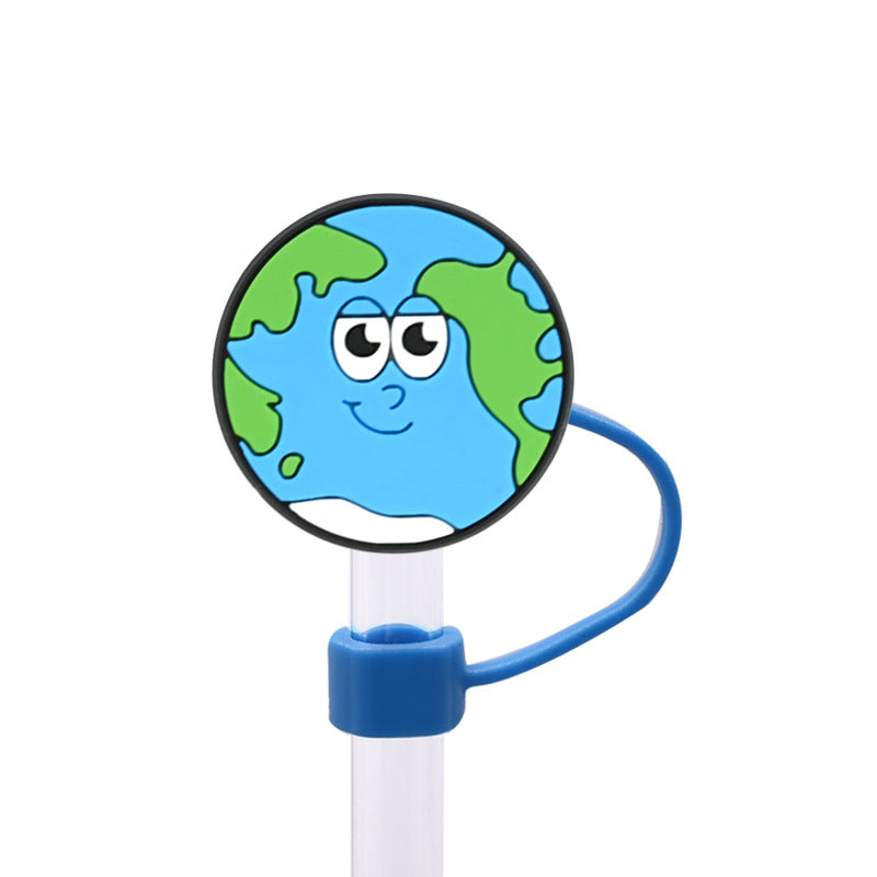 Wholesale Random 100pcs/pack  School Series Dust Stopper Straw Hat Straw Tube Cap