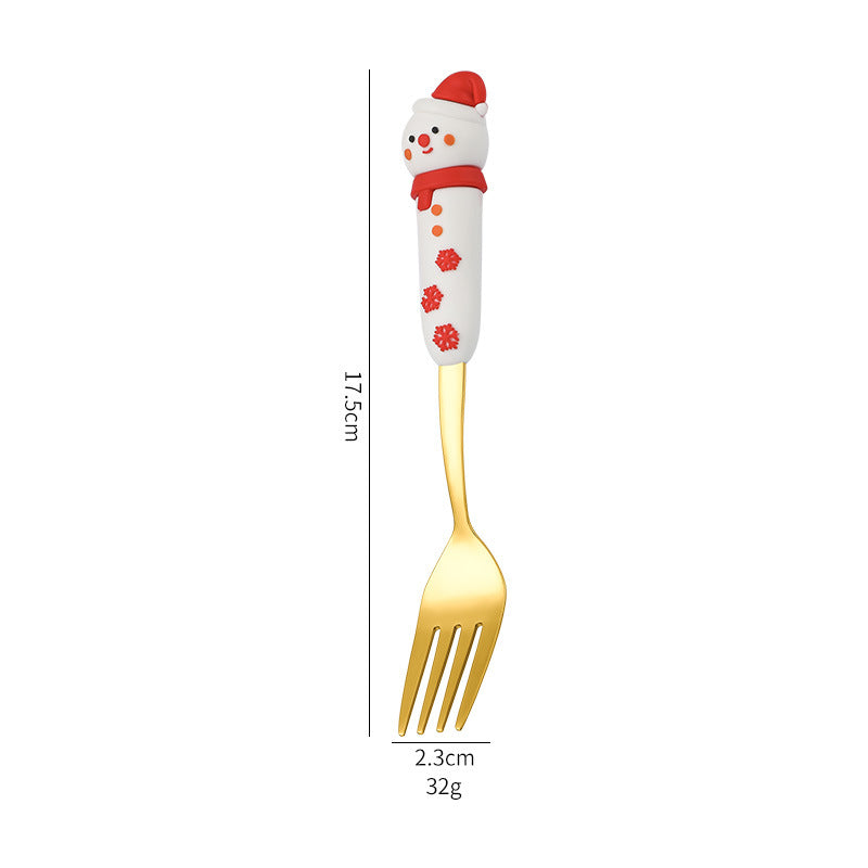 Wholesale Christmas Tableware Dessert Spoon Fork Cartoon  Spoon