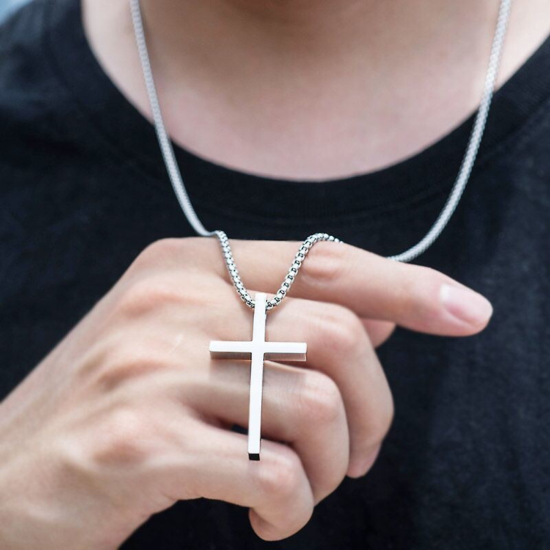 Wholesale  Retro Color-free Male Decoration Cross Pendant Necklace Simple Woolen Chain