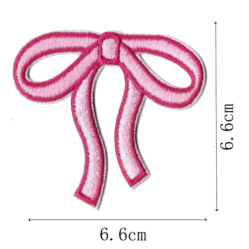 Wholesale Pink bow embroidery DIY Patches