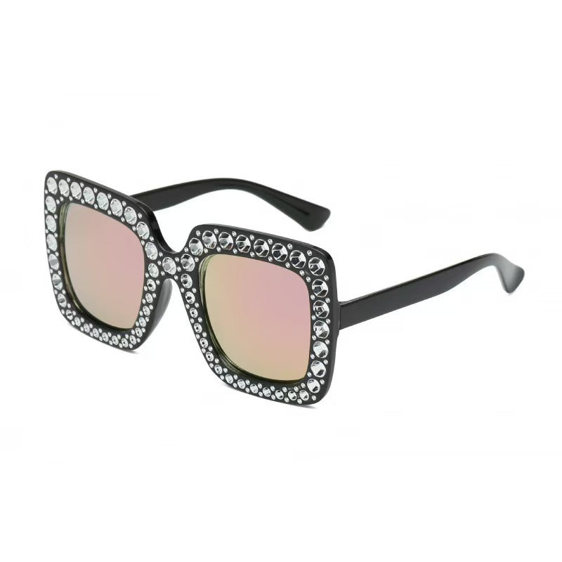 Wholesale Large box diamond studded street photography UV resistant sunglasses