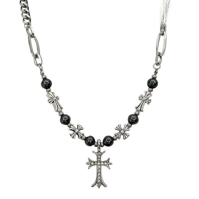 Wholesale Vintage Cross Pendant Titanium Steel Sweater Chain