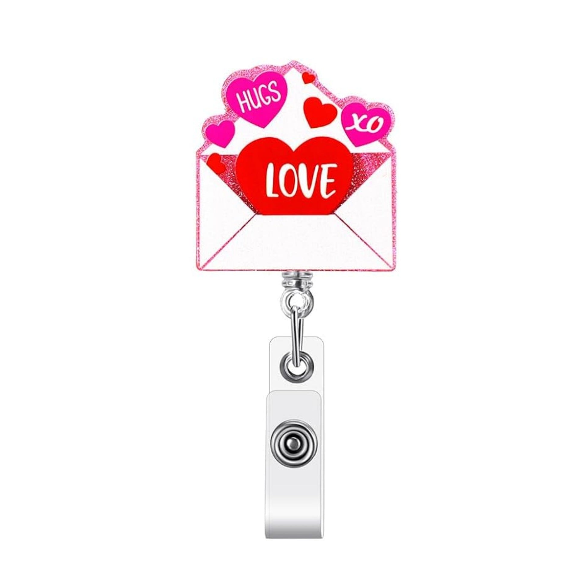 Wholesale romantic heart-shaped acrylic retractable  Badge Reels