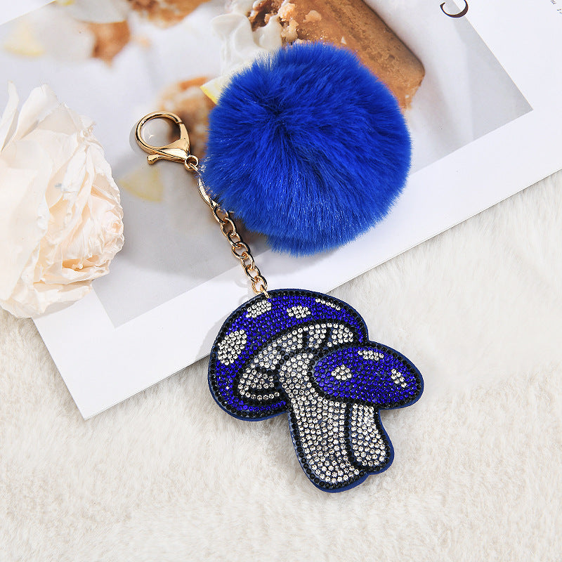 Wholesale colorful mushroom studded diamond keychain