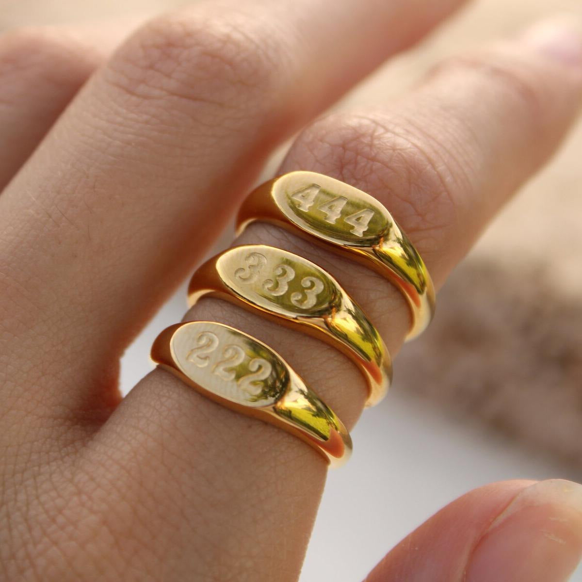 Wholesale Angel Numeral Titanium Steel Gold Plated Gold Plated Ring