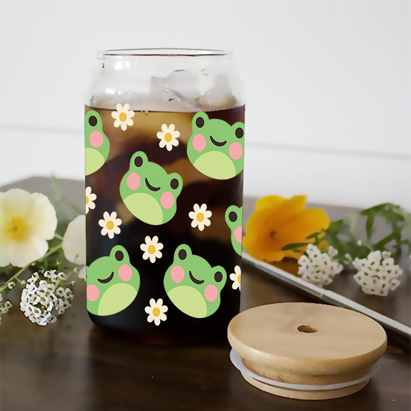 Wholesale Colorful flowers cute animals 16oz Cup UV DTF Wraps