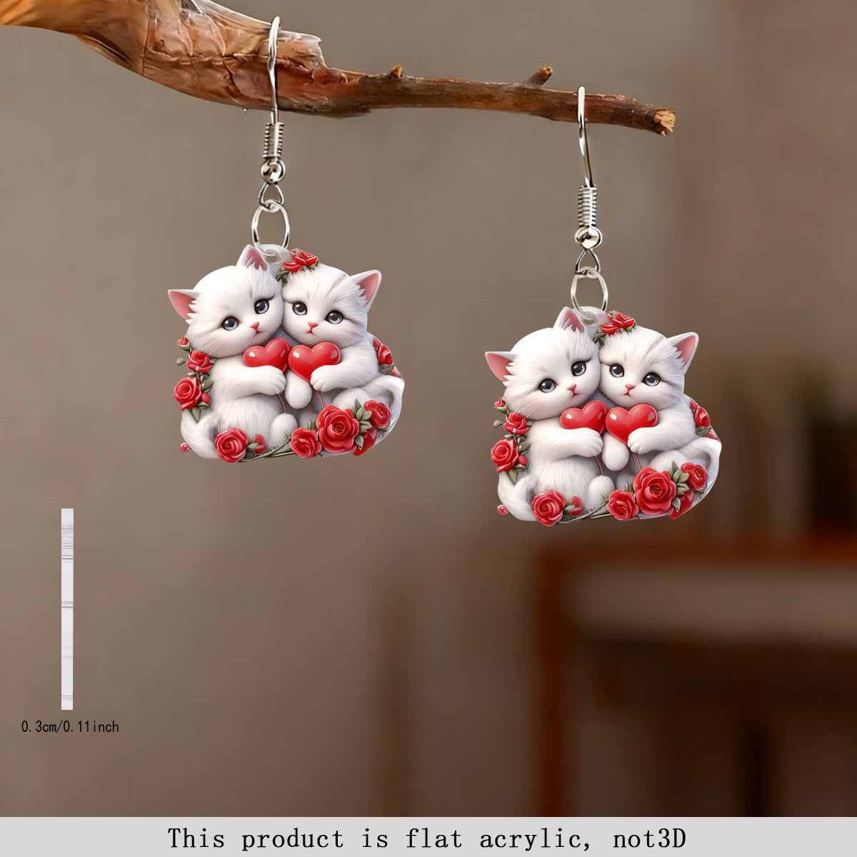 Wholesale Cute Cat Valentine' s Day Acrylic Earrings