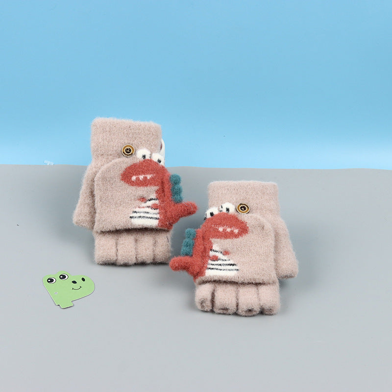 Wholesale Winter Cartoon Cute Little Dinosaur Cashmere Children's Gloves
