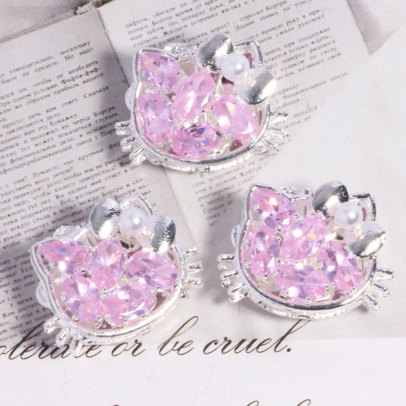 Wholesale Cat Rhinestone Straight Hole Loose Bead DIY
