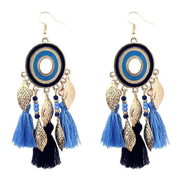 Wholesale Tassel Versatile Long Gold Leaf Earrings