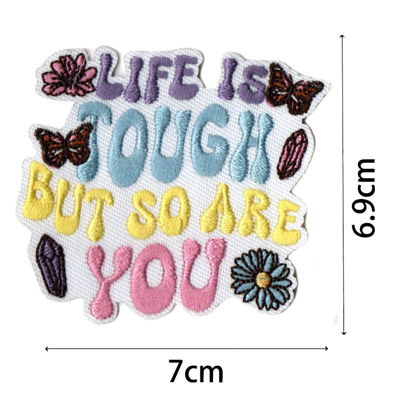 Wholesale Bohemian embroidered fabric patch with positive energy quotes for bags  DIY Patches
