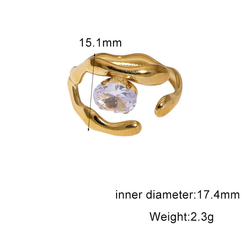 Wholesale Diamond-Set Titanium Steel Open Ring