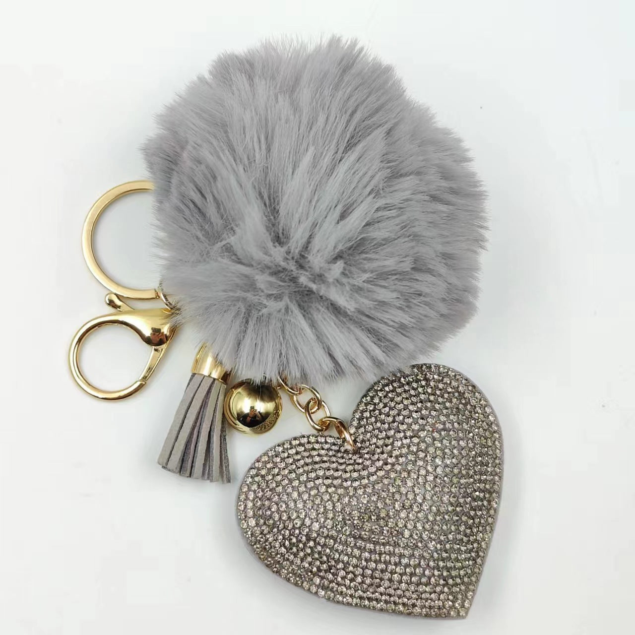 Wholesale explosions hot drilling love key chain bag pendant fur ball accessories car pendant