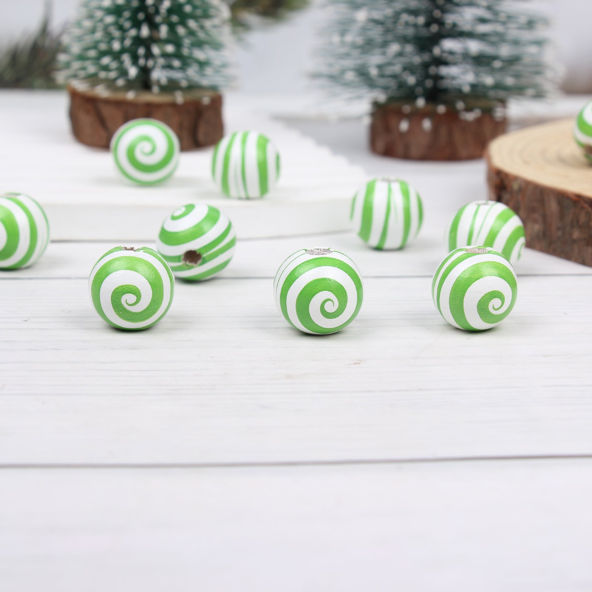 Wholesale 20pcs Christmas Candy Windmill Hemp Rope Accessories Wooden Beads