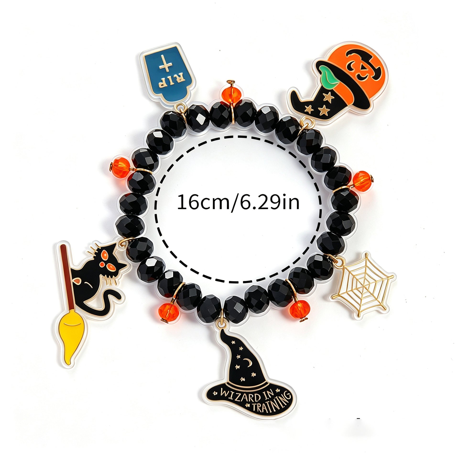 Wholesale Trendy Acrylic  Bracelet With Cute Pumpkin And Ghost Charms Unisex Fashion Jewelry Accessory For Party And Gift