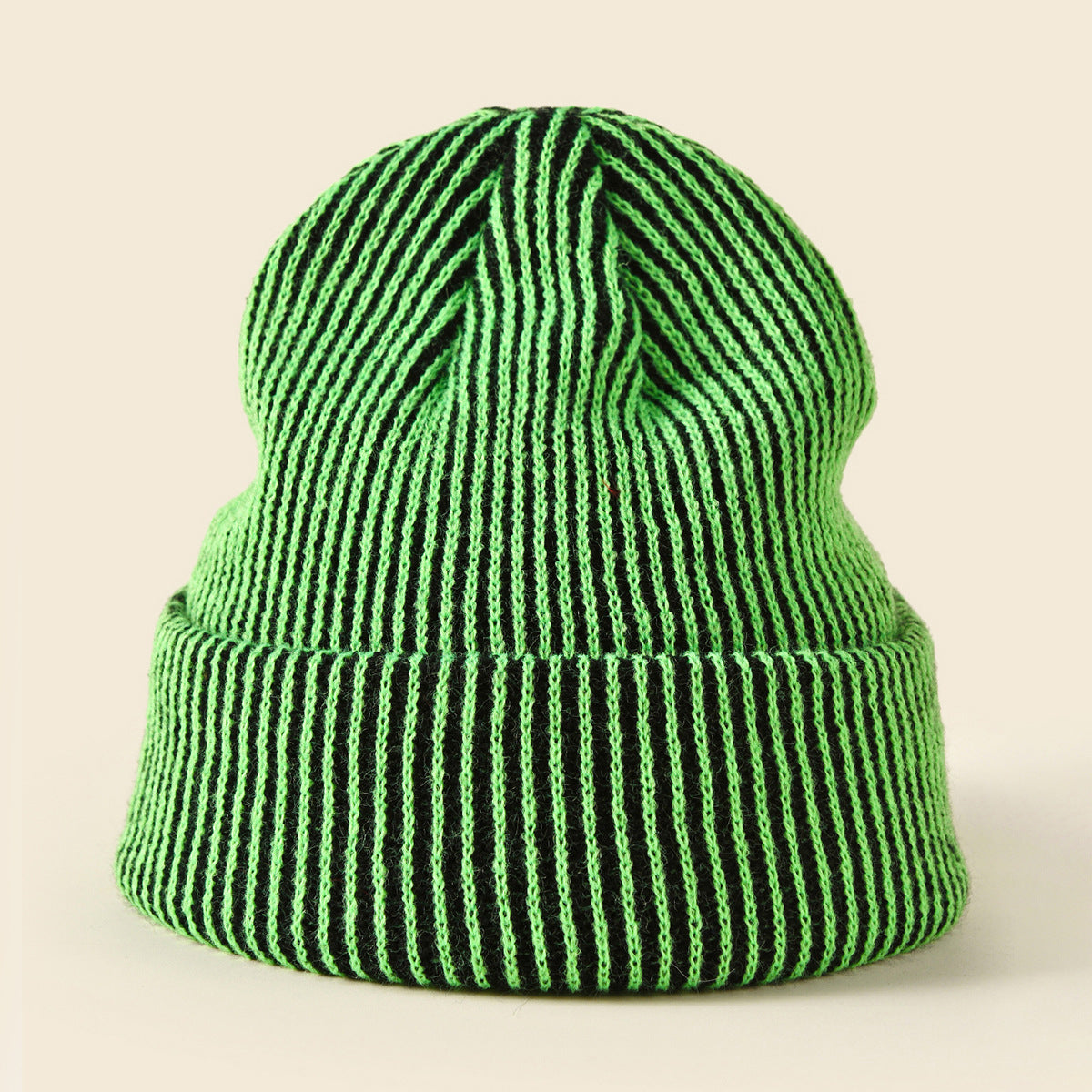 Wholesale Winter Striped Knitted Curled Brim Hats