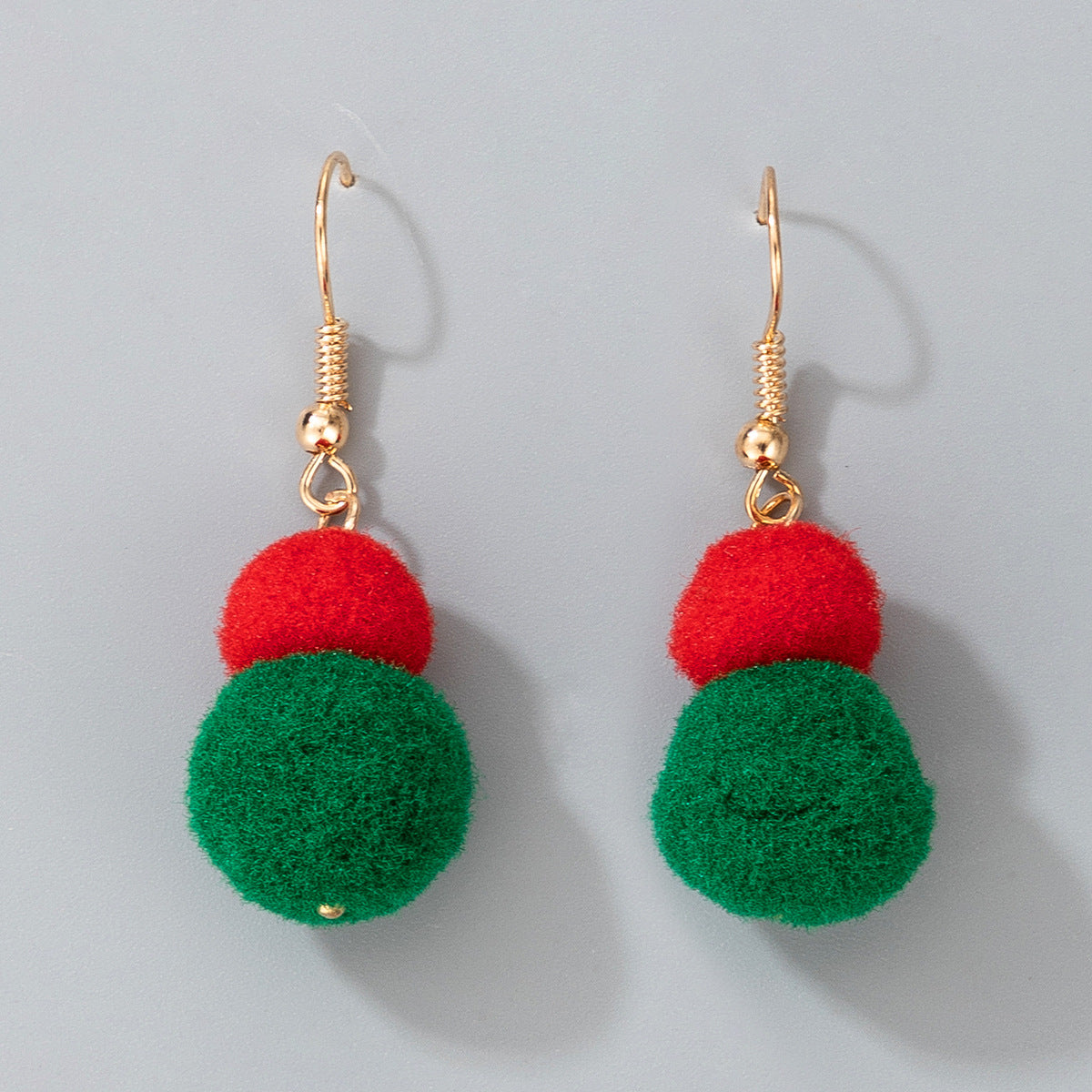 Wholesale Christmas Candy Elk Bells Hair Ball Earrings