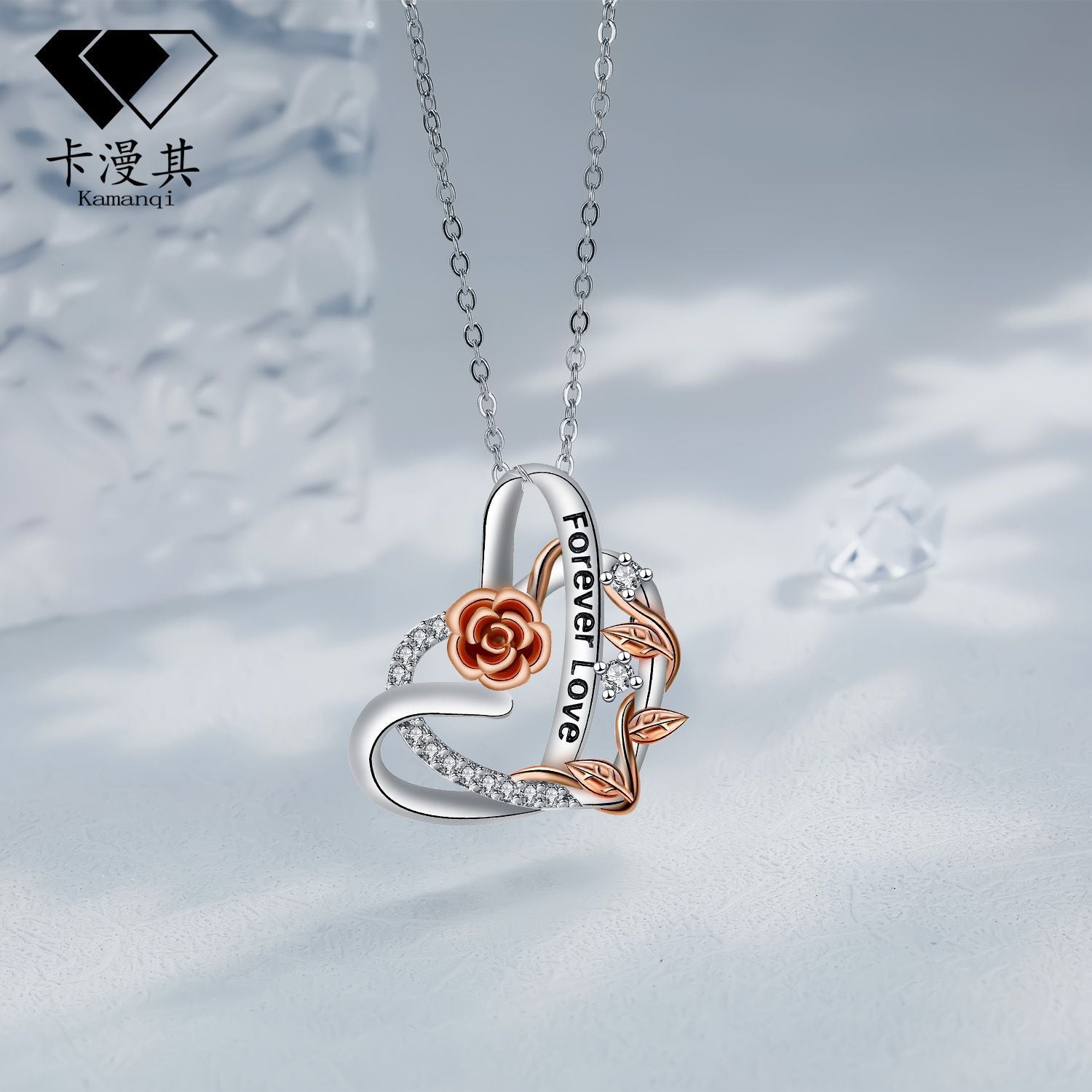 Wholesale Valentine' s Day heart-shaped diamond necklace