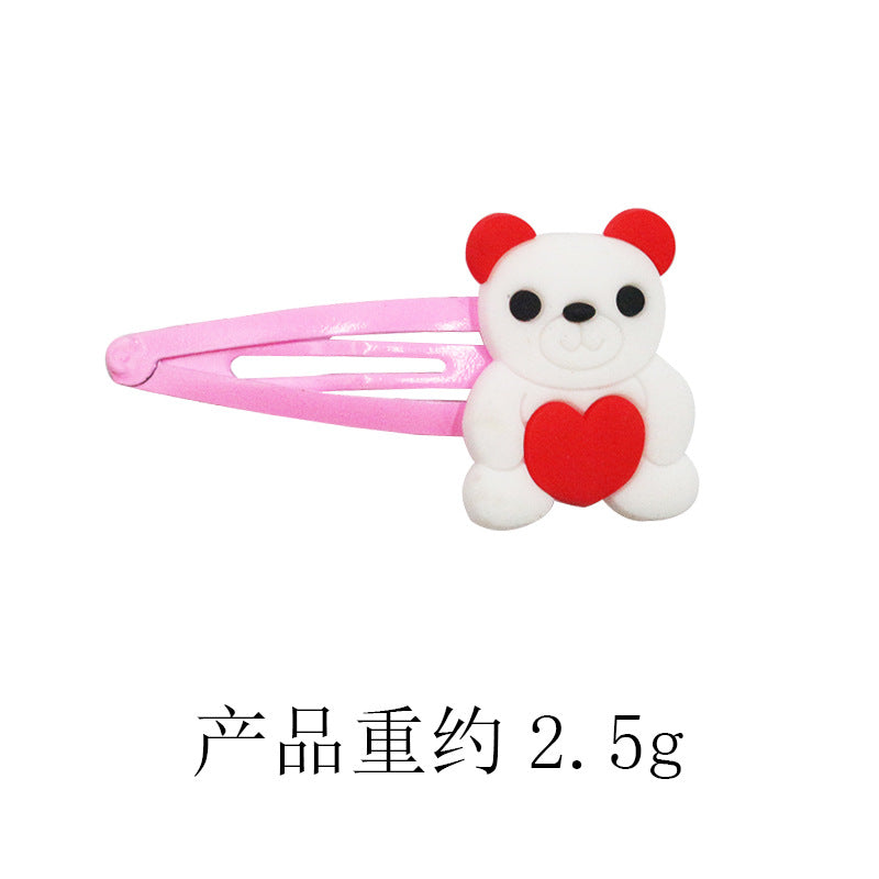 Wholesale Valentine's Day Children's Hairpin PVC Soft Glue Pink Hairpin