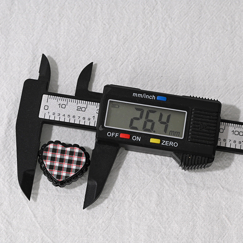 Wholesale 10pcs Wavy diagonal check heart Acrylic Beads