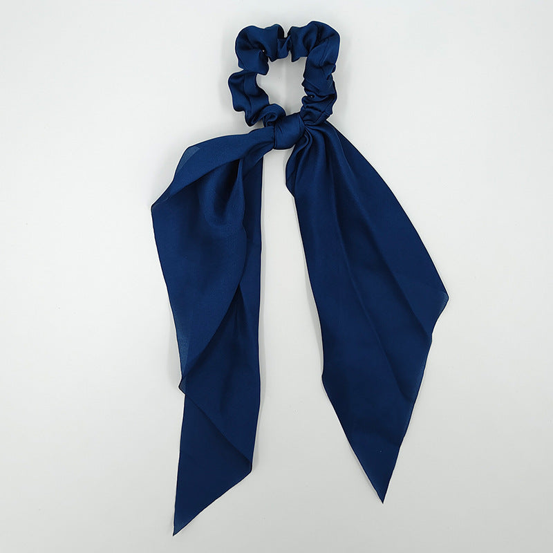 Wholesale Solid Color Knotted Satin Ribbon Fabric Hair Scrunchies