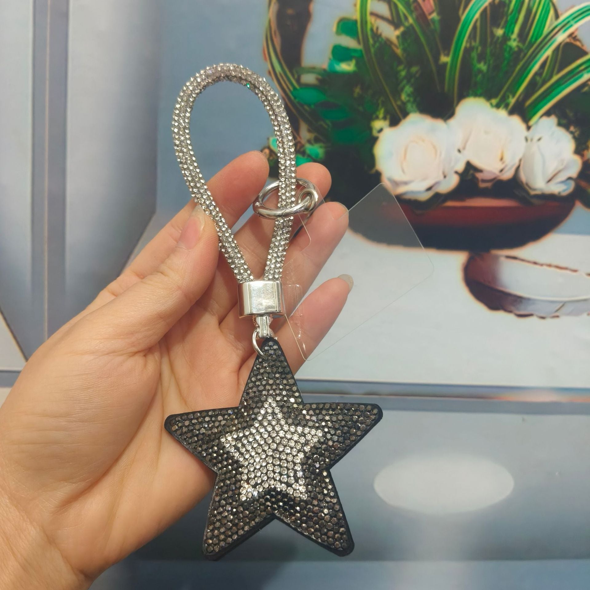 Wholesale Colorful cartoon pentagram diamond studded keychain