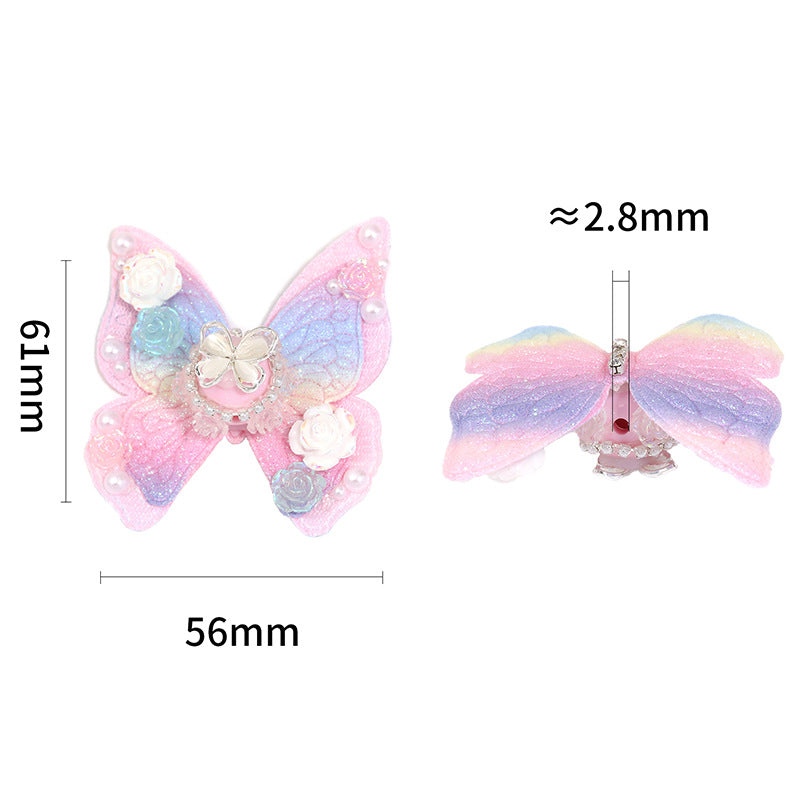 Wholesale 5PCS/Pack Rose Camellia Gradient Wings Butterfly Beads Heavy DIY Cute Pen Mobile Phone Chain Accessories