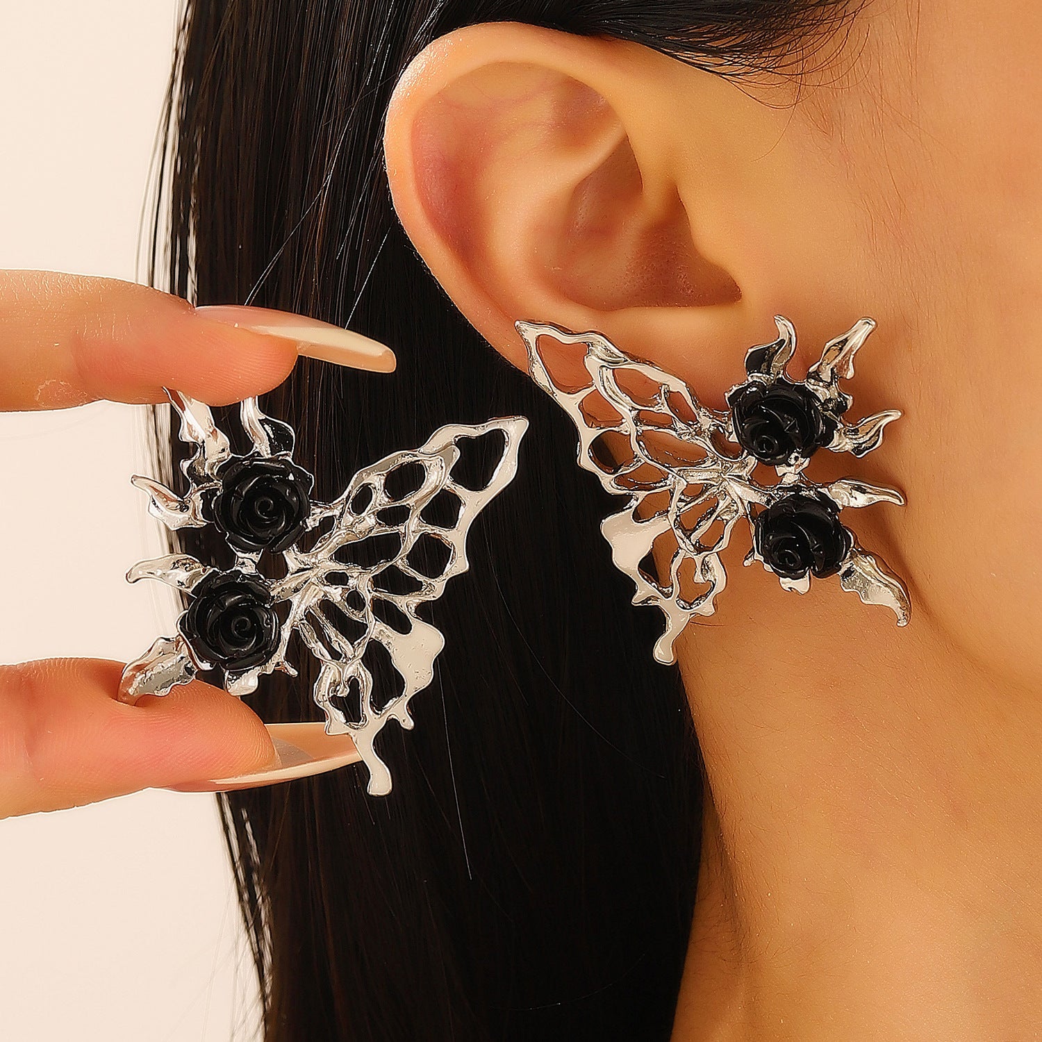 Wholesale Gothic  Butterfly Hollow Stud Earrings For Women Alloy Party Jewelry Accessory