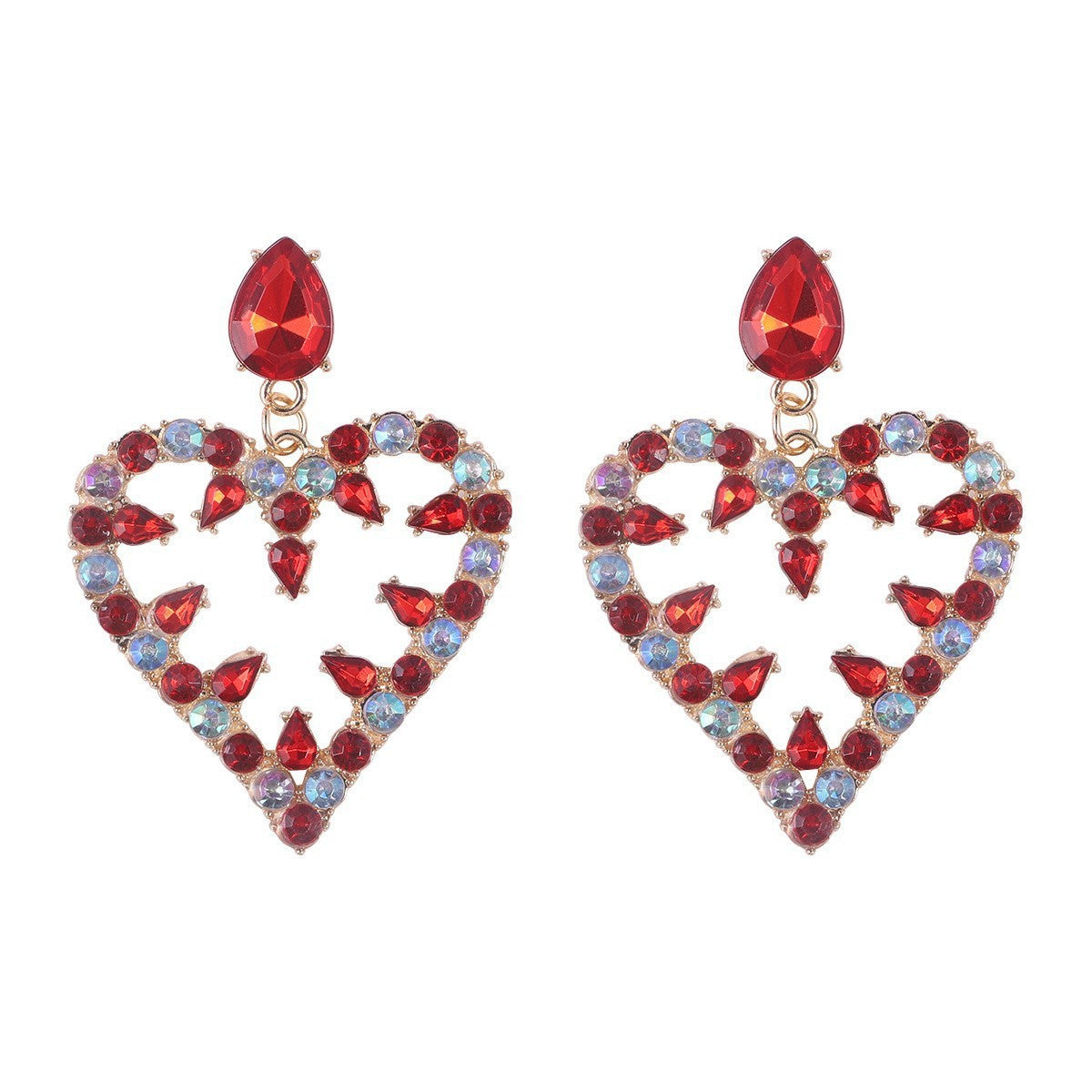 Wholesale Geometric Water Drop Love Petals Leaves Diamond Earrings