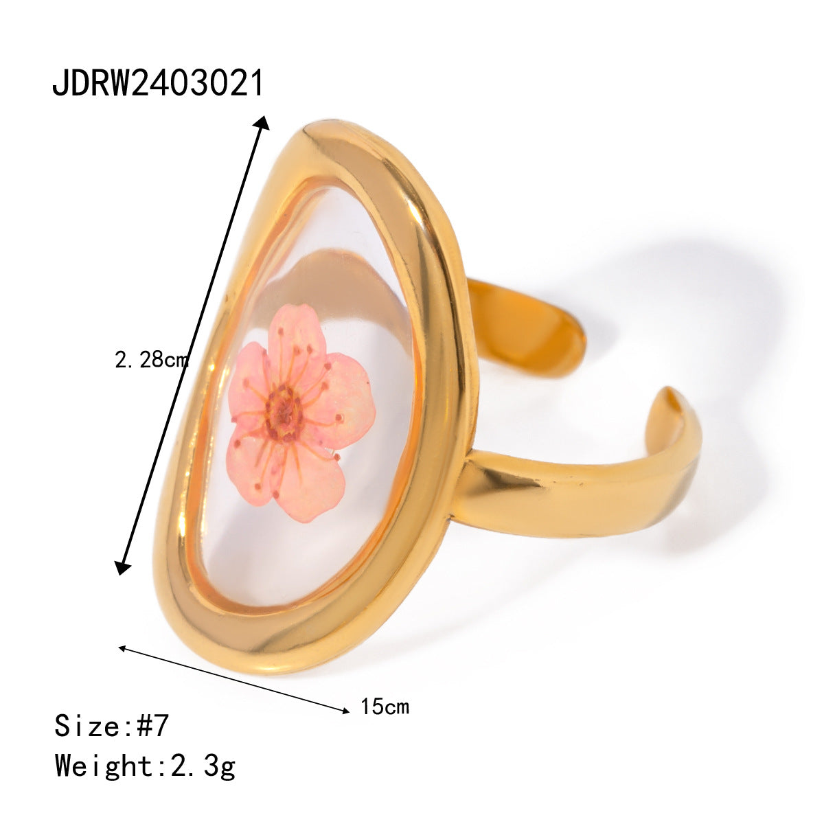 Wholesale Stainless Steel Ring Gold Sunflower Eternal Flower jewelry