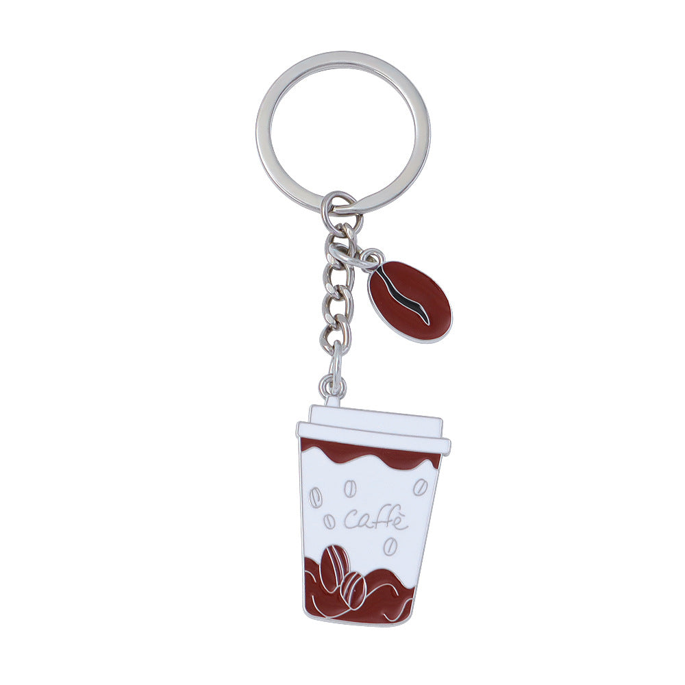 Wholesale 3pcs Coffee cup keychain metal coffee bean pendant alloy bag pendant creative gift