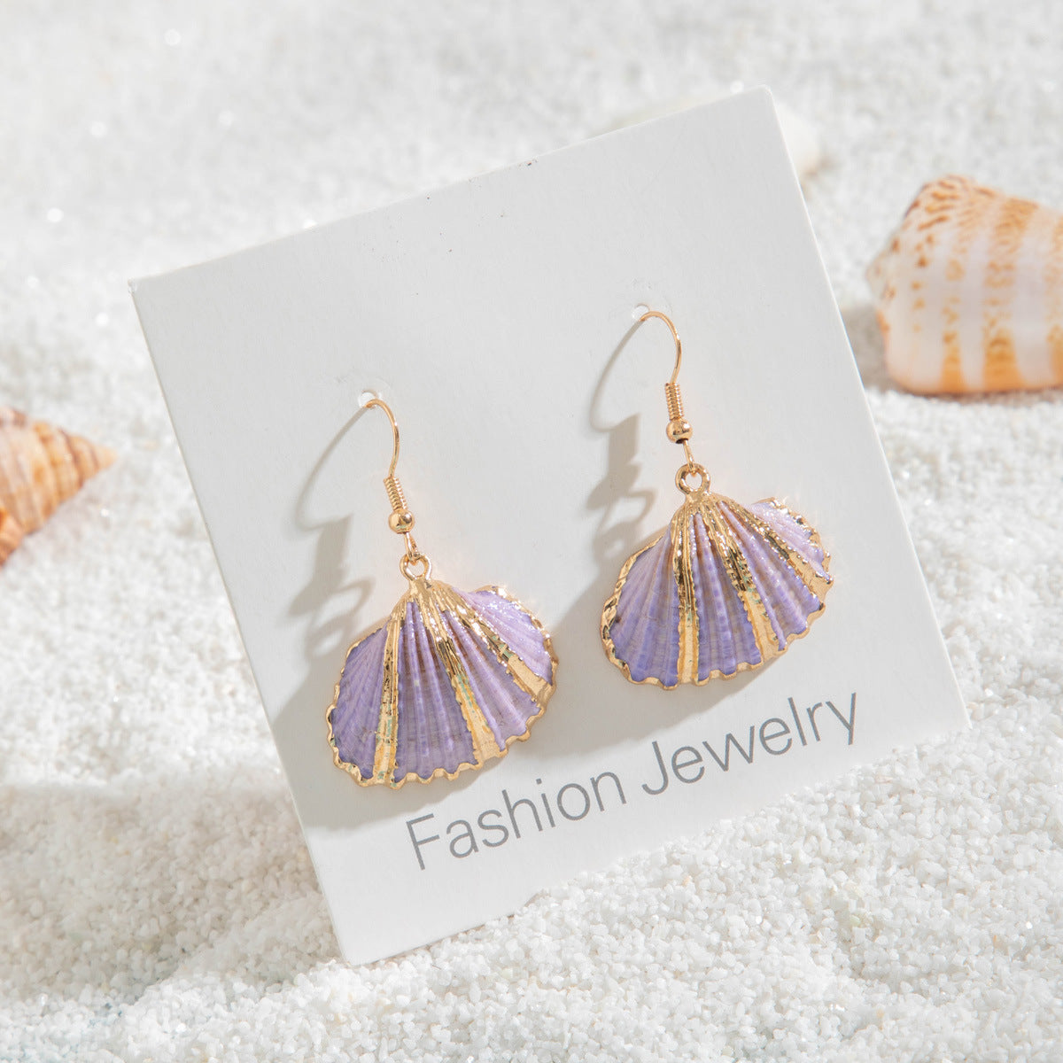 Wholesale 10pcs Summer beach style natural shell gold-plated earrings