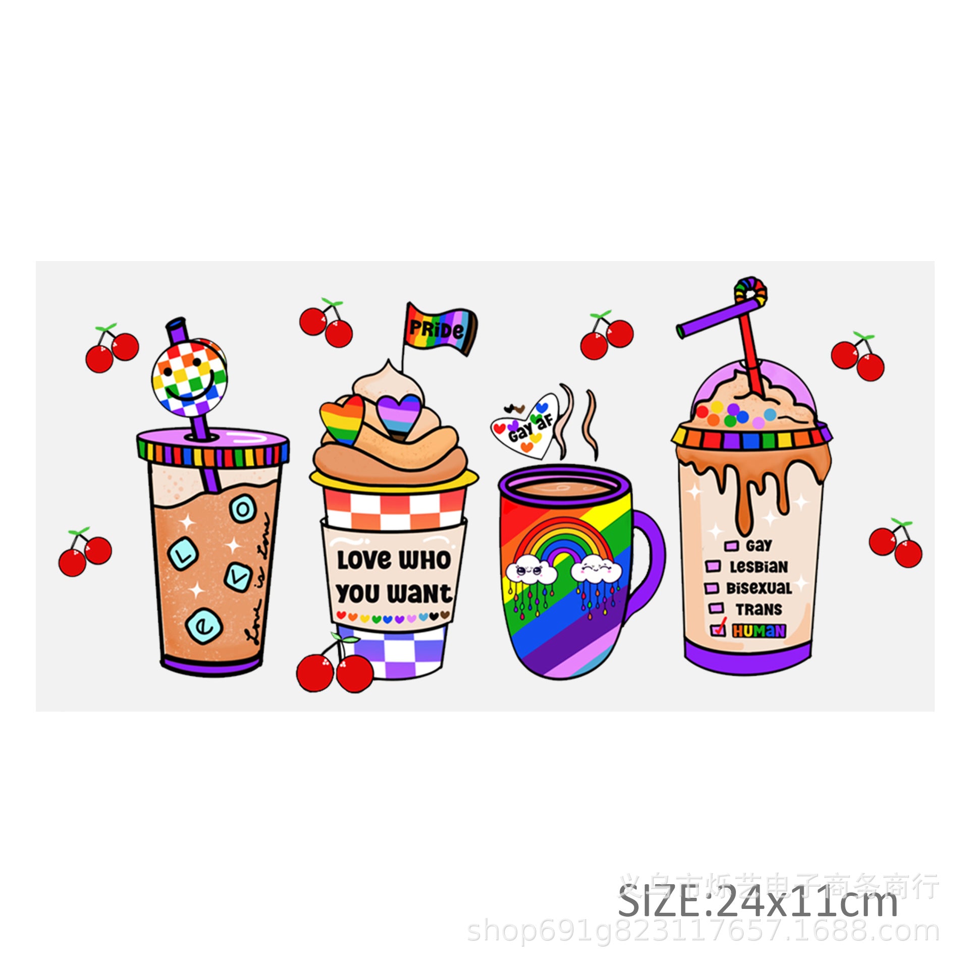 Wholesale Drink series transparent 16oz Cup UV DTF Wraps