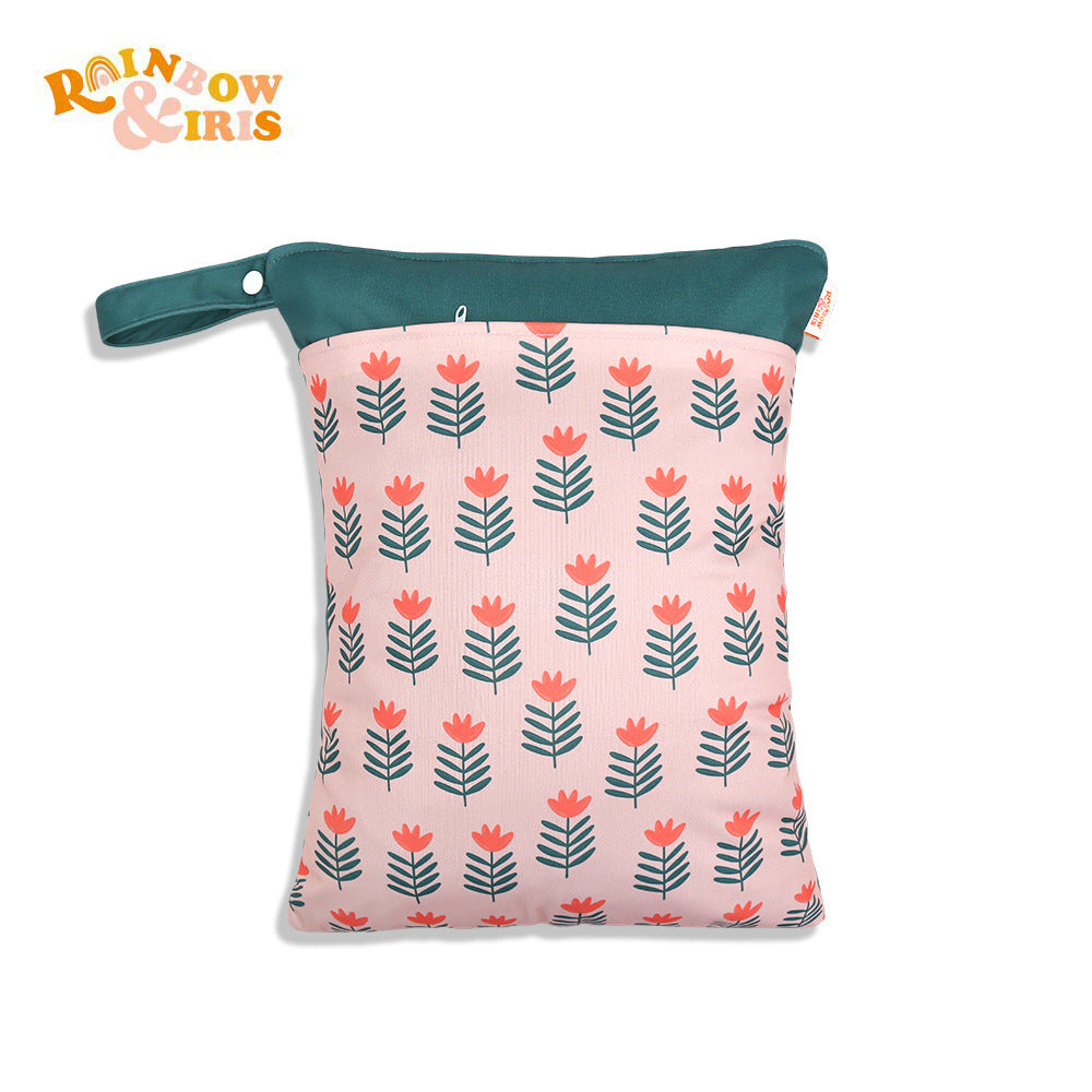 Almacenamiento de impresión al por mayor pañales para bebés seco separación húmeda de doble capa bolso impermeable