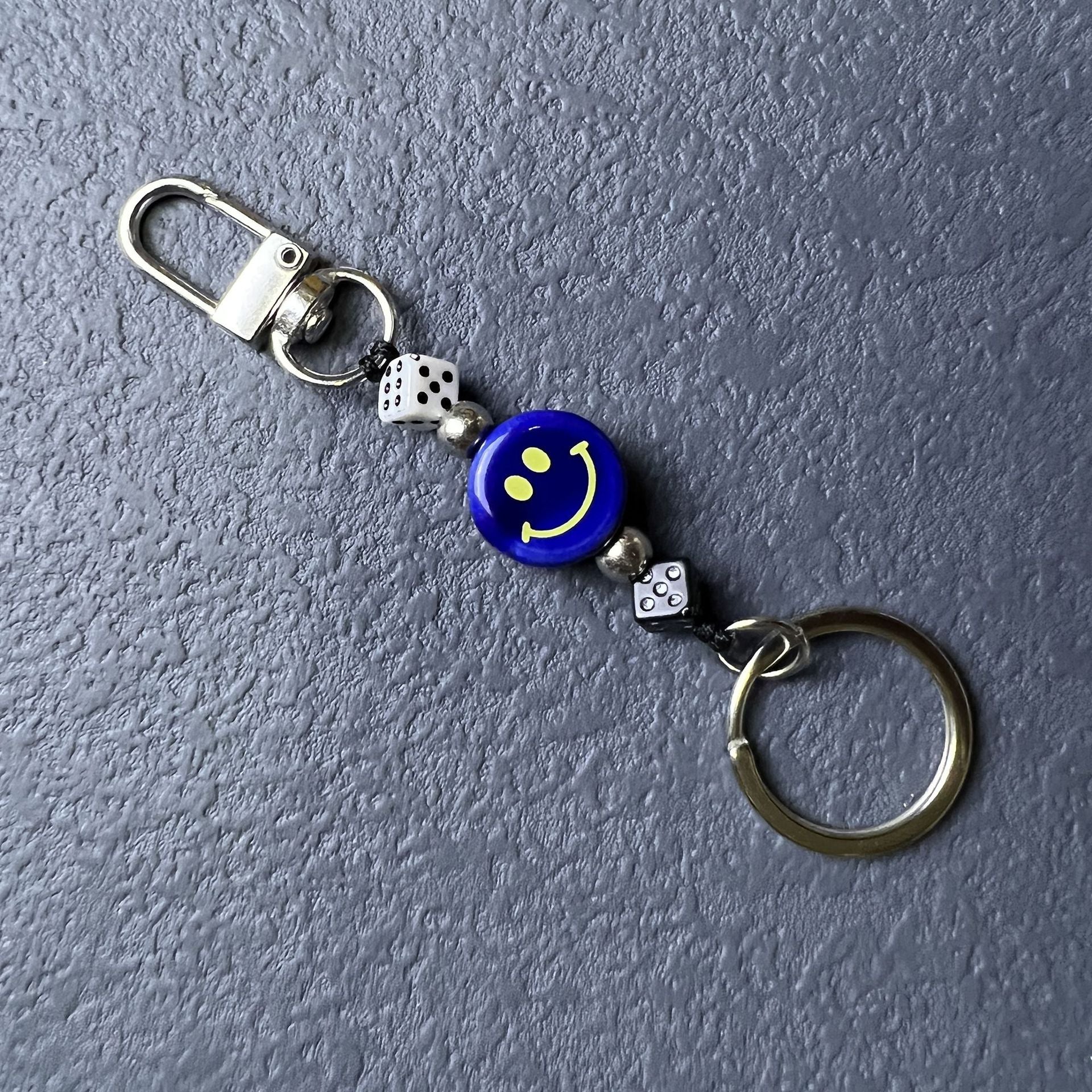 Wholesale Smiley Face Dice Number Personalized Keychain