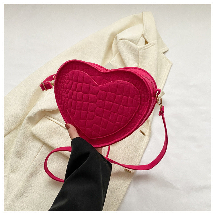 Wholesale Pink Heart Shape Felt Shoulder Bag
