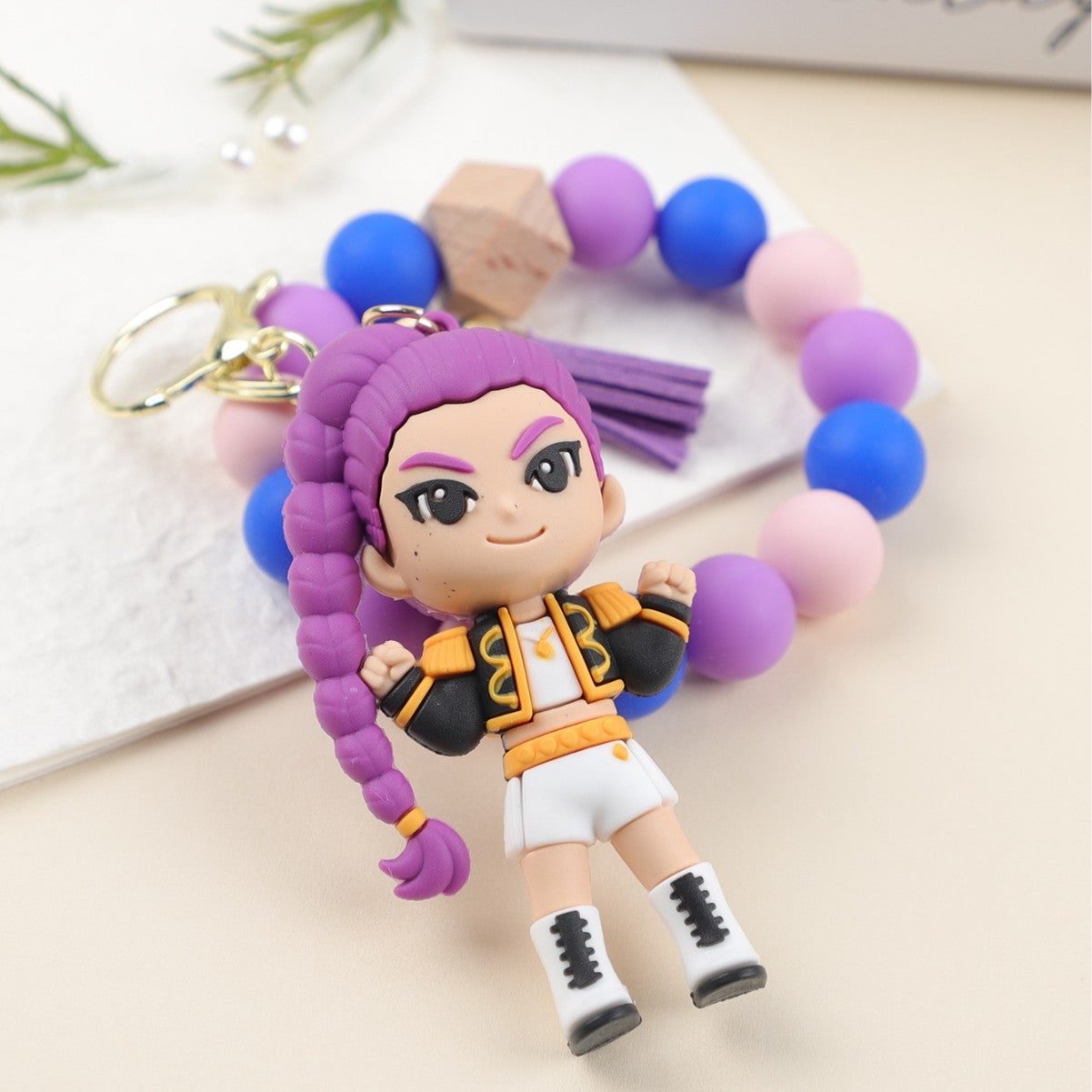 Wholesale Silicone Beaded Wrist Keychain Cartoon Bag Pendant Anime Charm OLY Exclusive