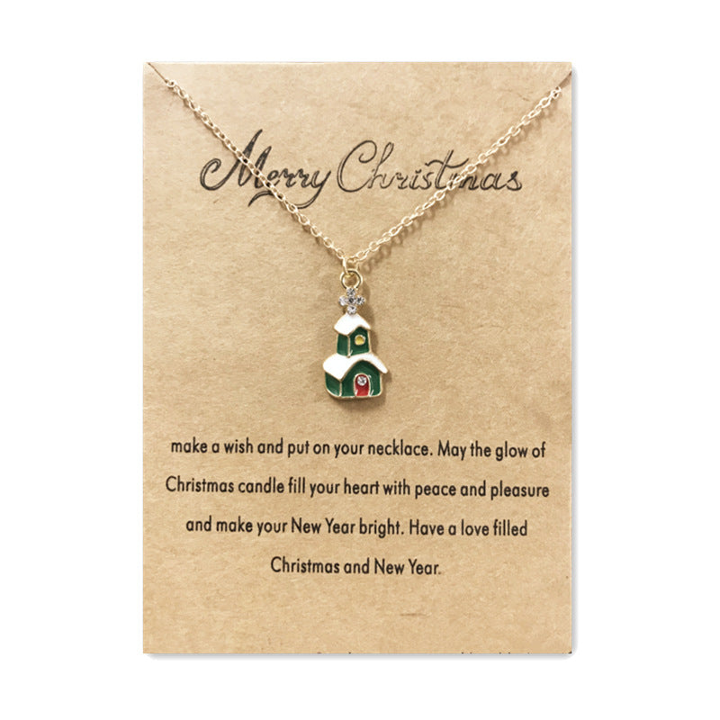 Wholesale Christmas Tree Pendant Card Necklace Clavicle Chain