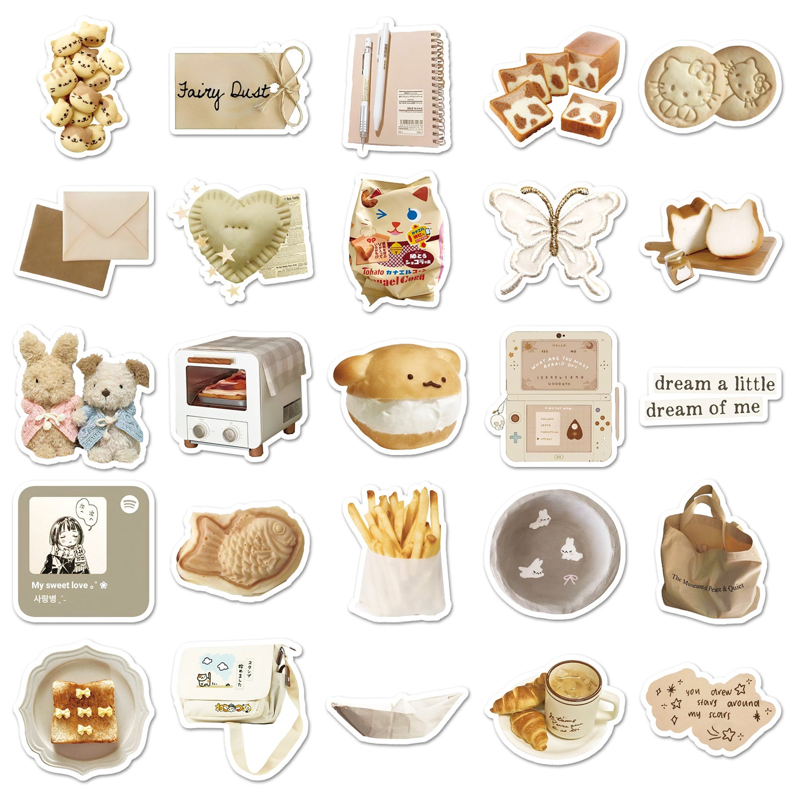 Wholesale 50 Cartoon Oat Latte Dessert Doodle Stickers