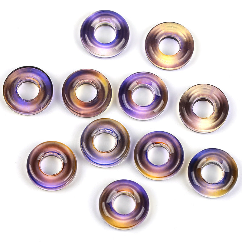 Wholesale 50pcs 10mm Glass Colorful Circle Large Hole Beads Glass Beads Spacer Beads Spacer