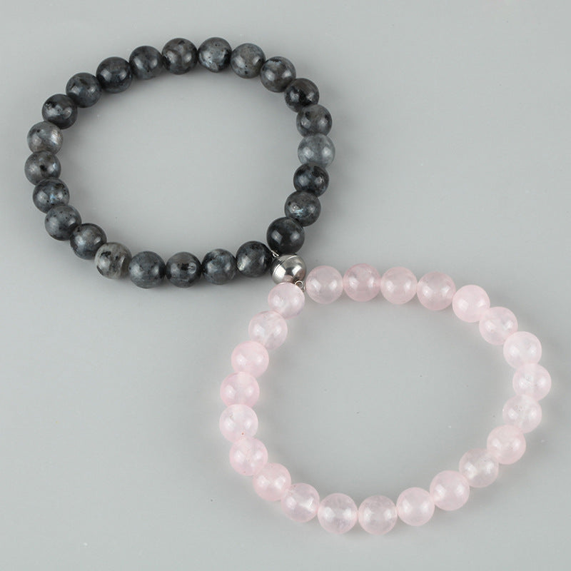 Wholesale Volcanic Stone Magnetic Couple Bracelet