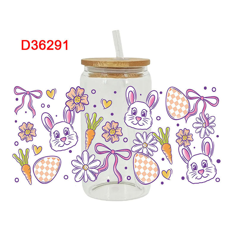 Wholesale UV transfer sticker for glass cups crystal label crystal sticker 16OZ UV DTF WRAPS
