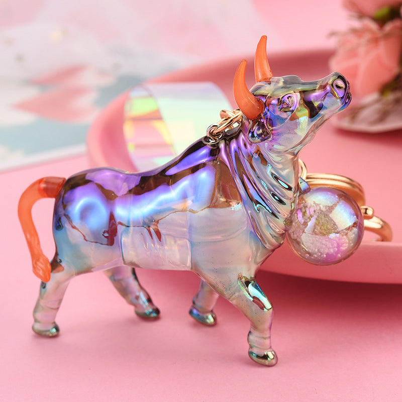 Wholesale acrylic colorful zodiac cow doll machine pendant car keychain